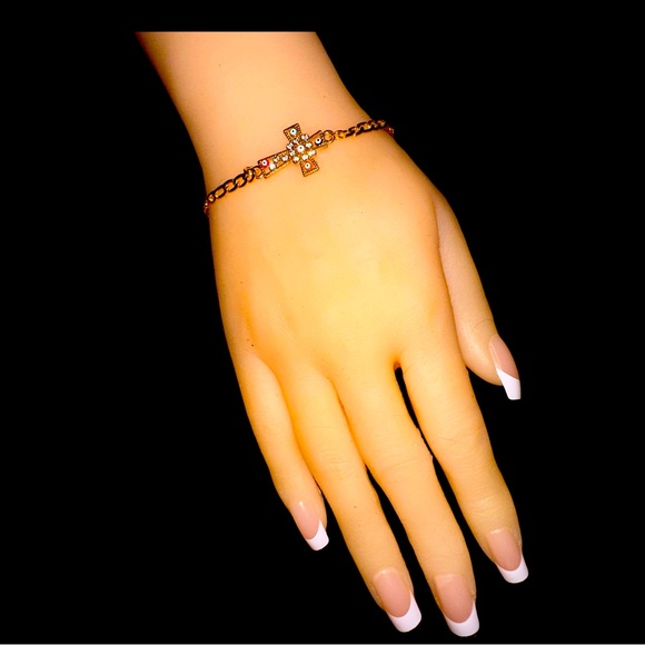 Cross Charm Bracelet-Goldtone - Picture 1 of 3